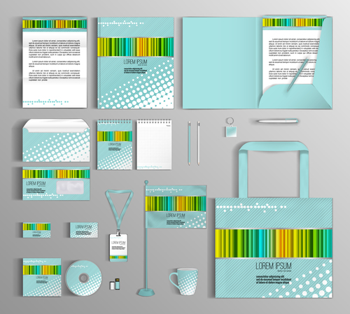Color barcode cover corporate identity stationery collection vector
