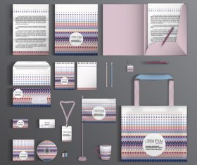 Color dot cover corporate identity stationery collection vector