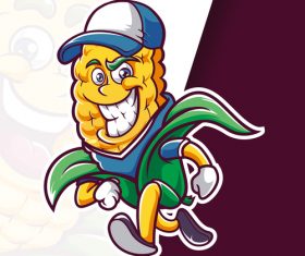 Corn mascot running logo vector