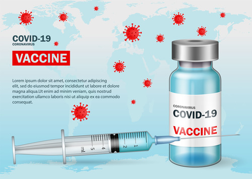 Covid-19 vaccine and syringe vector