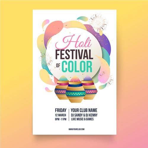 Creative holi festival color poster vector