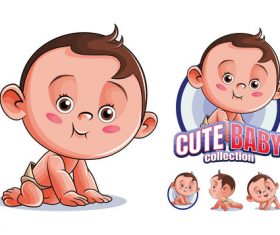 Cute baby collection cartoon vector