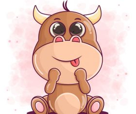 Cute calf cartoon vector