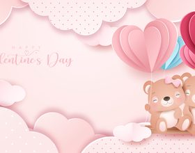 Cute doodle bear Valentine's Day vector