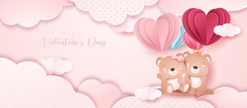 Cute doodle bear Valentine’s Day vector