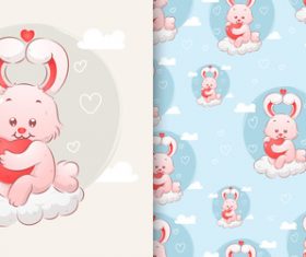 Cute rabbit hand drawn seamless cartoon pattern vector