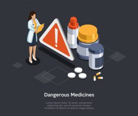 Dangerous medicines warning vector