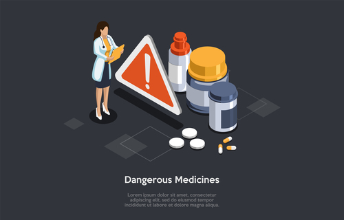 Dangerous medicines warning vector