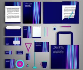 Dark cover corporate stationery collection vector
