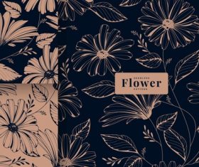 Dark vintage floral pattern collection vector