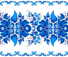 Decorative pattern blue flower background vector