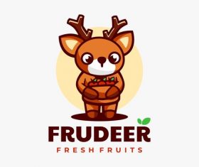 Deer cartoon vector collecting fresh fruits