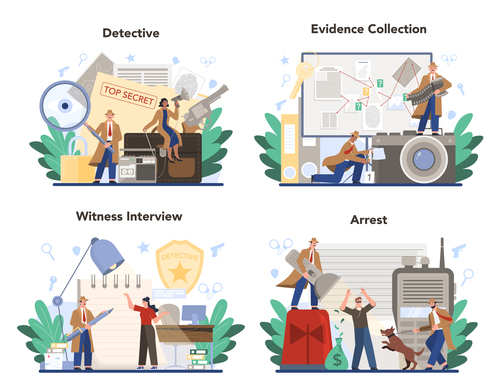 Detective cartoon illustration vector