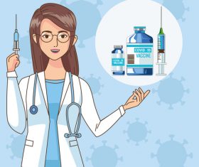 Doctors characters with vaccine illustration vector
