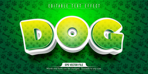 Dog text 3d green style text effect vector