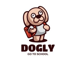 Dogly go to school cartoon vector