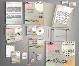 Doodle cover corporate stationery collection vector