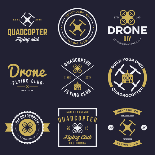 Drone badges vector free download