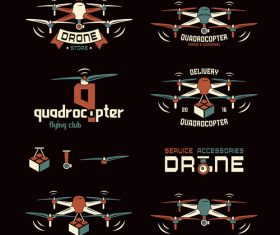 Drone or quadrocopter set vector