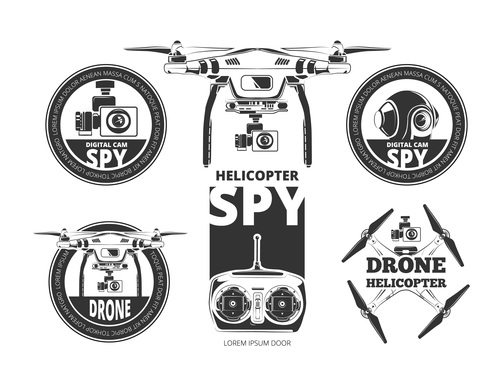 Drones labels vector
