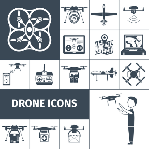 Drones vector icons
