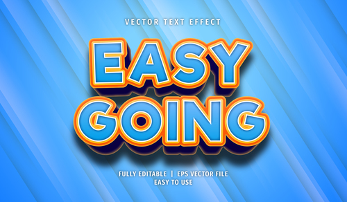 Easy going text 3d blue style text effect vector