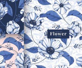 Elegant blue floral seamless pattern vector