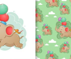 Elephant and mouse cartoon background pattern vector