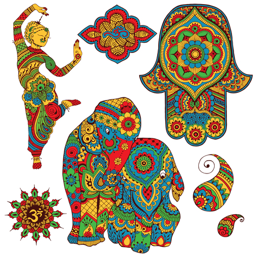 Ethnic style Indian authentic ornament and decor vector