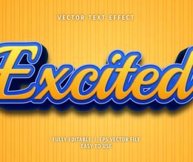 Excited text 3d yellow blue style text effect vector