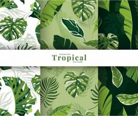Exotic tropical leaves pattern vector