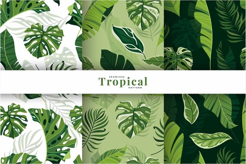 Exotic tropical leaves pattern vector