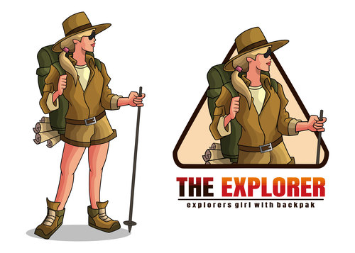 Explorer girl cartoon vector