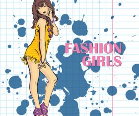 Fashion girl hand drawn vector