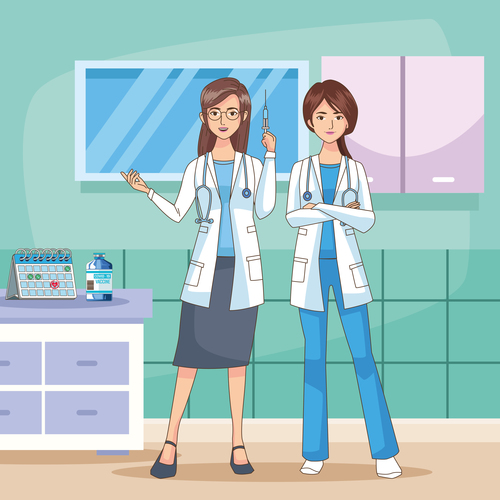 Female doctor cartoon illustration vector