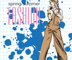 Female spring fashion hand drawn vector