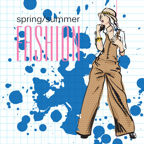 Female spring fashion hand drawn vector
