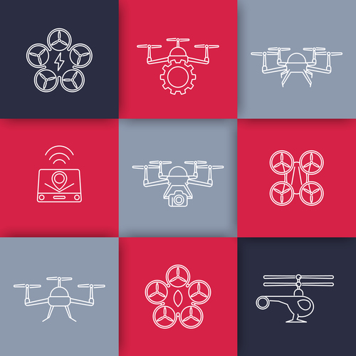 Flat icon drones vector