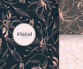 Floral pattern collection golden luxury vector