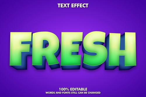 Fresh words and fonts 3d text style vector