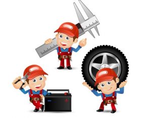 Funny automobile mechanician illustration vector