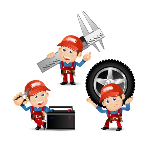 Funny automobile mechanician illustration vector