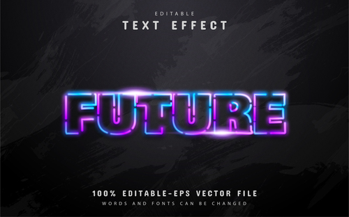 Future text neon colorful text effect vector