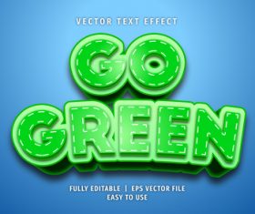 GO green text 3d green style text effect vector