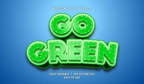 GO green text 3d green style text effect vector