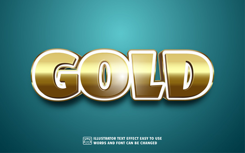 GOLD 3d text style effect vector