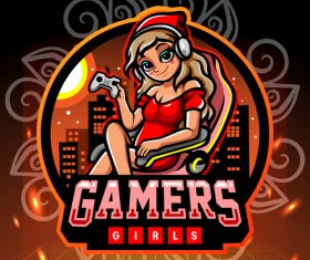 Gamers girls game emblem design