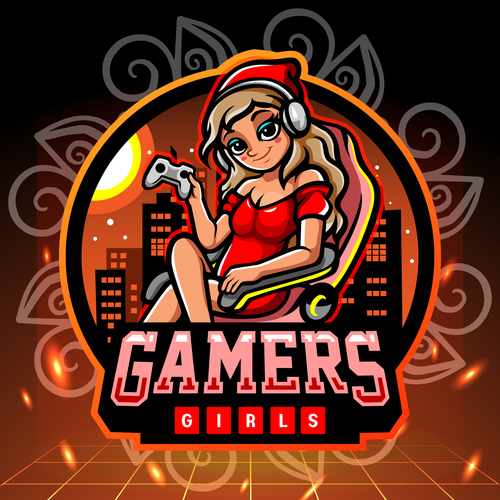 Gamers girls game emblem design