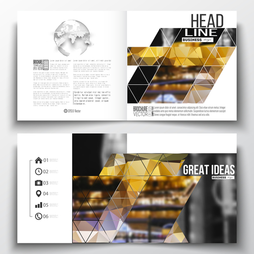 Geometric booklet cover design template vector