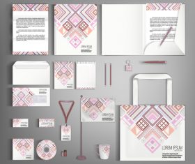 Geometric cover corporate stationery collection vector